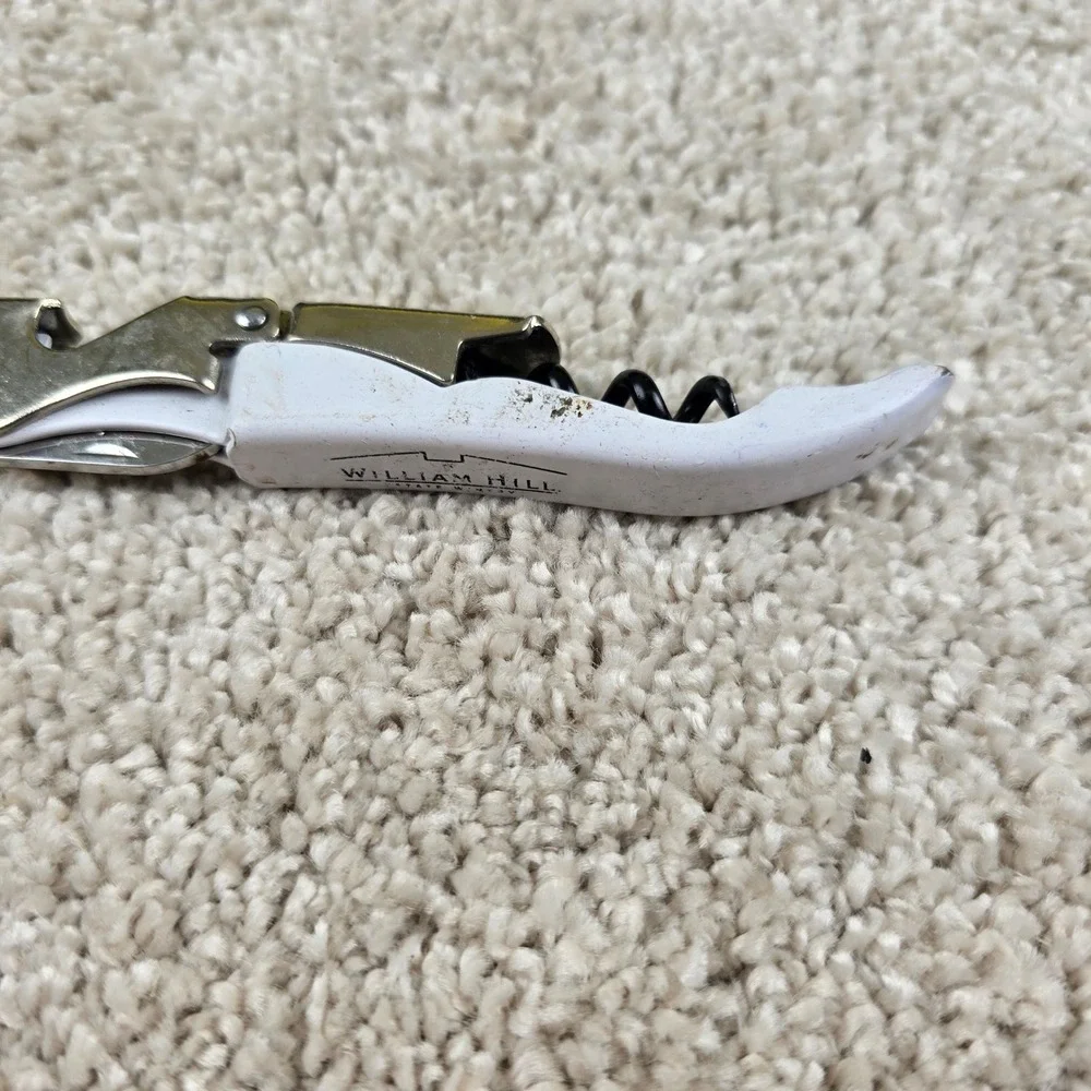 William Hill Wine Bottle Opener‎ White Waiters Corkscrew Pulltaps Multi-Tool
